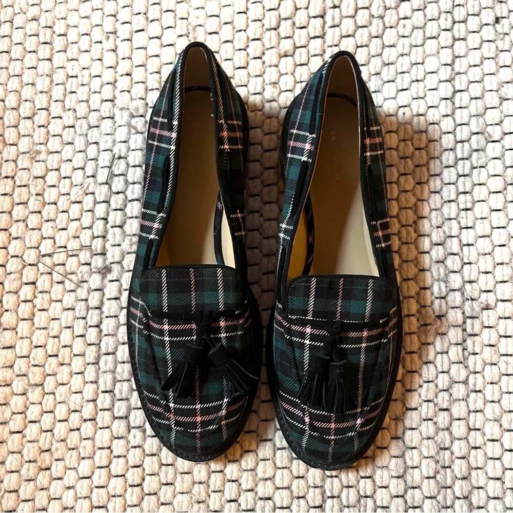 Ann Taylor plaid loafers